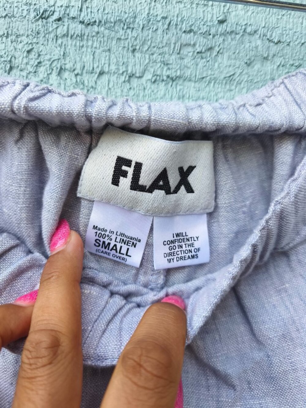 Flax 100% Linen Extra Wide Leg Pull On Cropped Pants sz S Purple Coastal Flowy - Picture 4 of 8